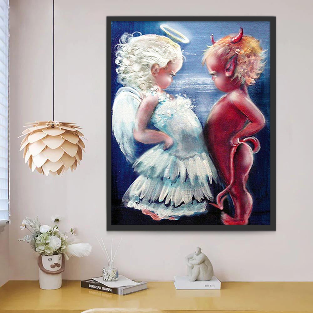 Ángel Niña y Diablo Niño Pintar por Números