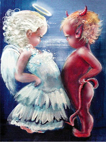 Ángel Niña y Diablo Niño Pintar por Números
