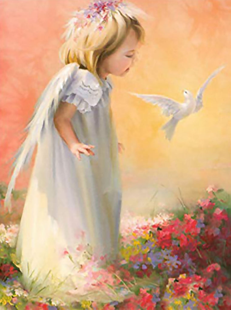 Ángel Niña y Paloma Blanca Pintar por Números