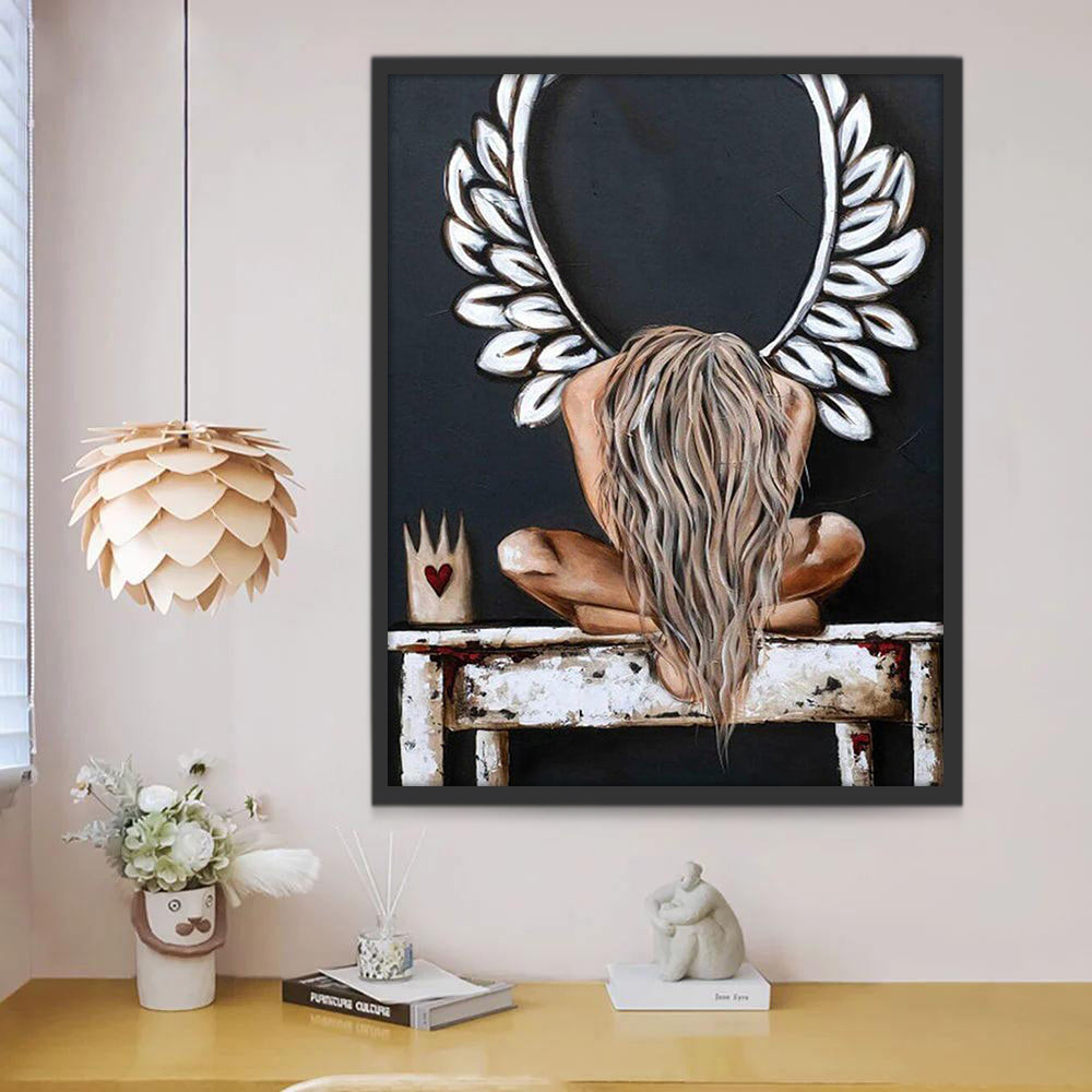 Ángel sobre Mesa de Madera Pintar por Números