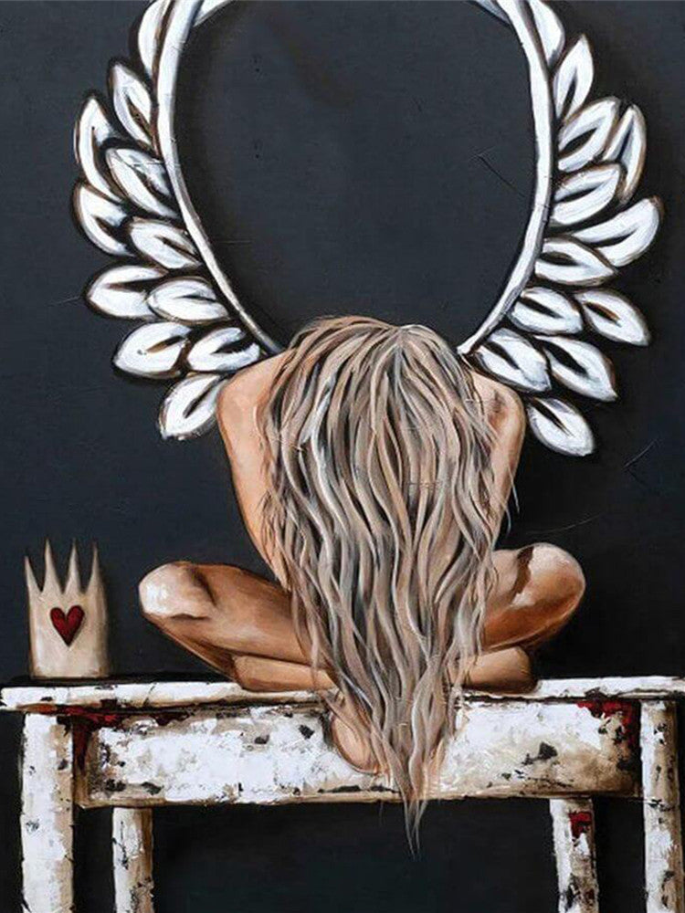 Ángel sobre Mesa de Madera Pintar por Números