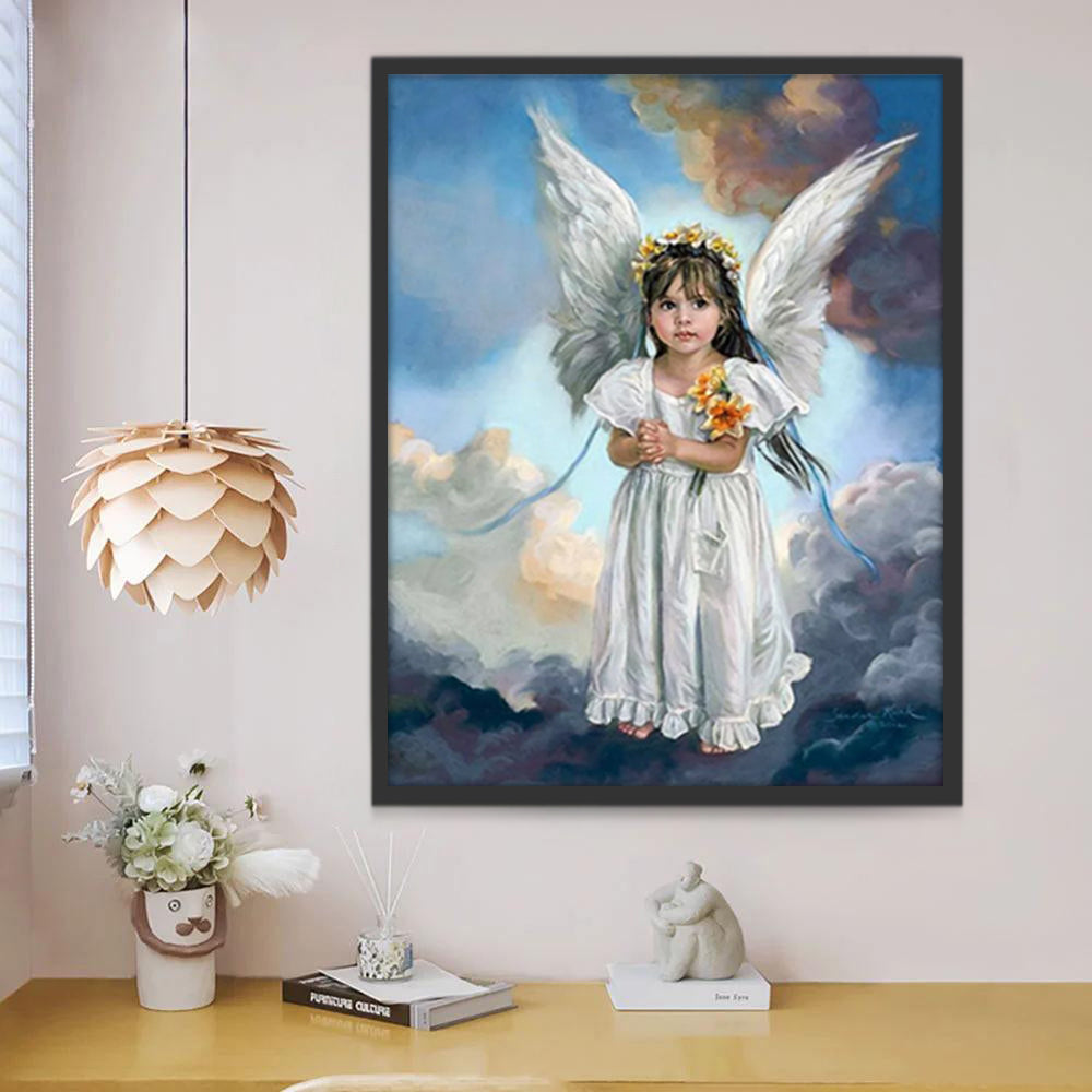Angelito con Flores de Narciso Pintar por Números