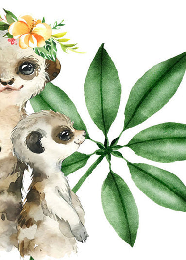 Animal Lindo y Hojas Verdes Pintar por Números