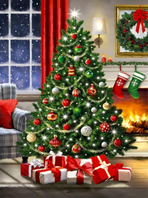 Árbol Adornado de Navidad Pintar por Números