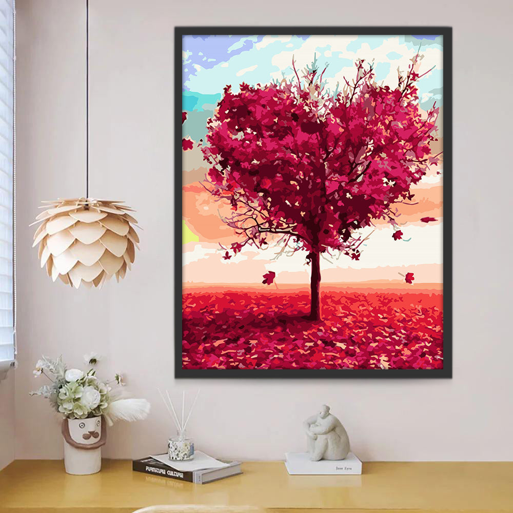 Árbol con Forma de Corazón Rojo Pintar por Números
