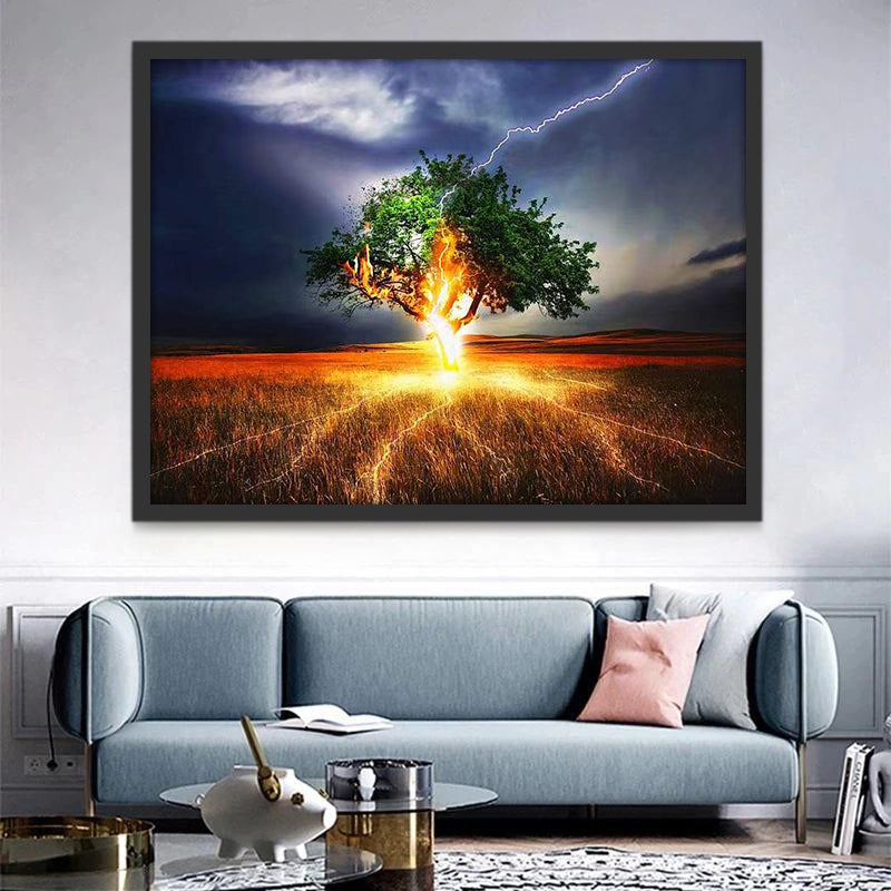 Árbol con Relámpagos en Lugar Despoblado Pintar por Números