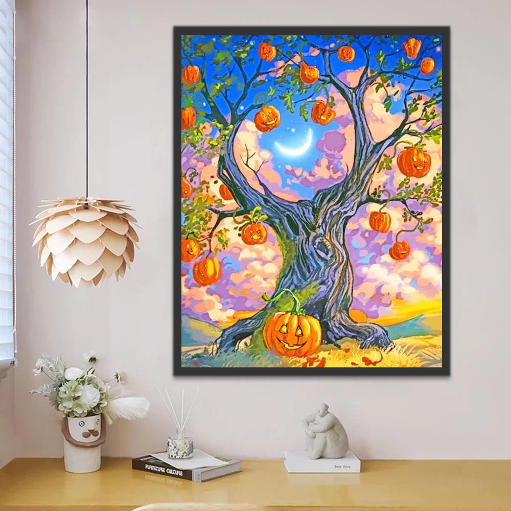 Árbol de Calabazas de Halloween Pintar por Números