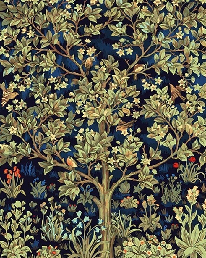 Árbol de Flores y Hojas de Verde Claro Pintar por Números