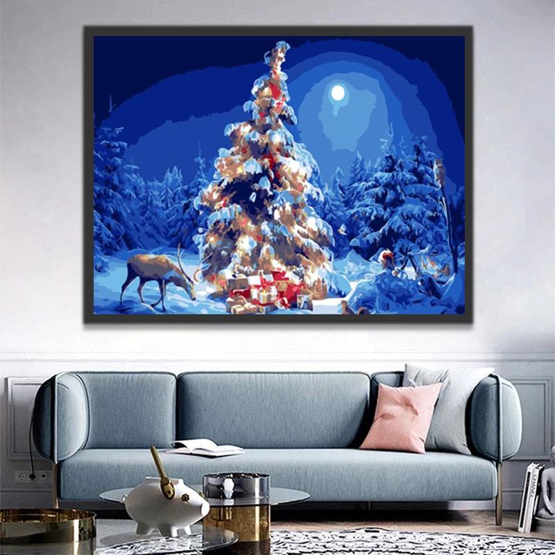 Árbol de Navidad a la Luz de la Luna Pintar por Números