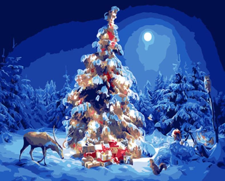 Árbol de Navidad a la Luz de la Luna Pintar por Números