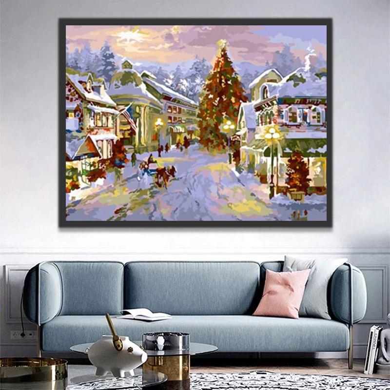 Árbol de Navidad en el Pueblo Pintar por Números