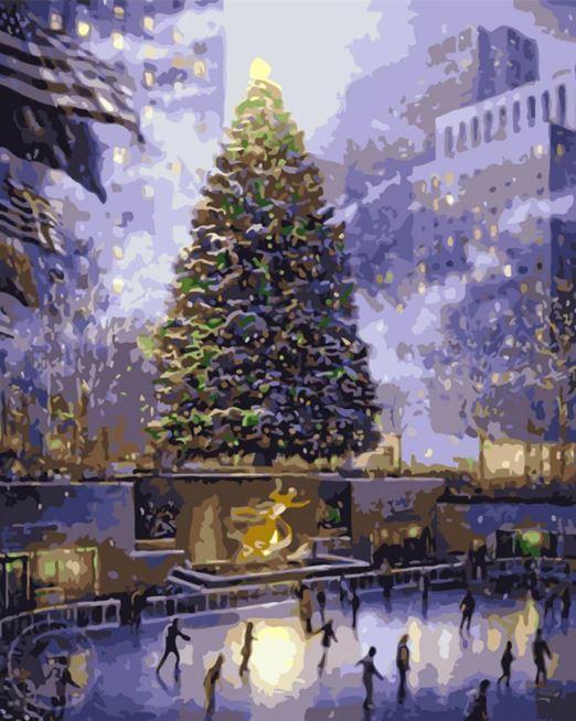 Árbol de Navidad en la Ciudad Pintar por Números