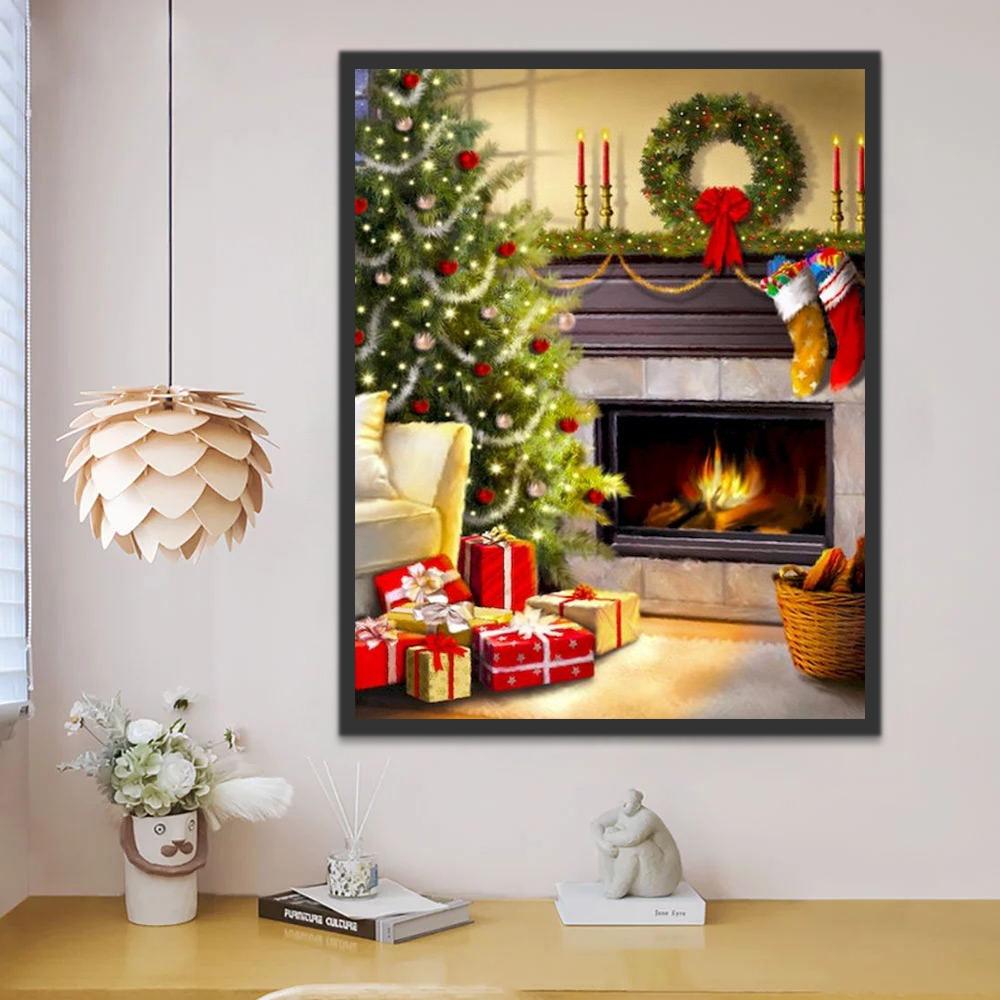 Árbol de Navidad en Sala de Estar Pintar por Números