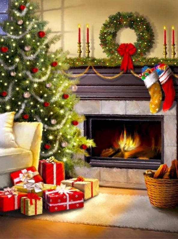 Árbol de Navidad en Sala de Estar Pintar por Números