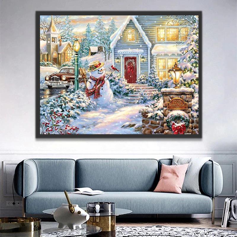 Árbol de Navidad y Muñeco de Nieve Pintar por Números
