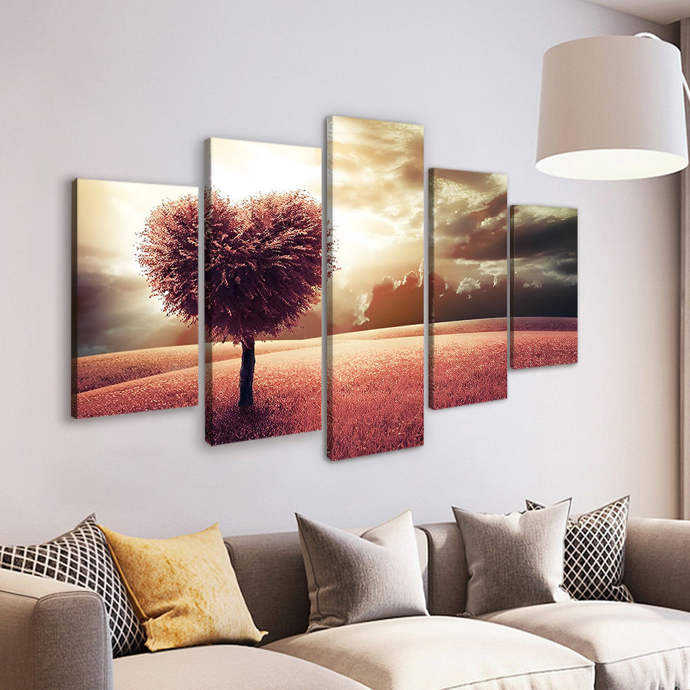Árbol del Corazón en Contraluz 5 Partes Pintar por Números