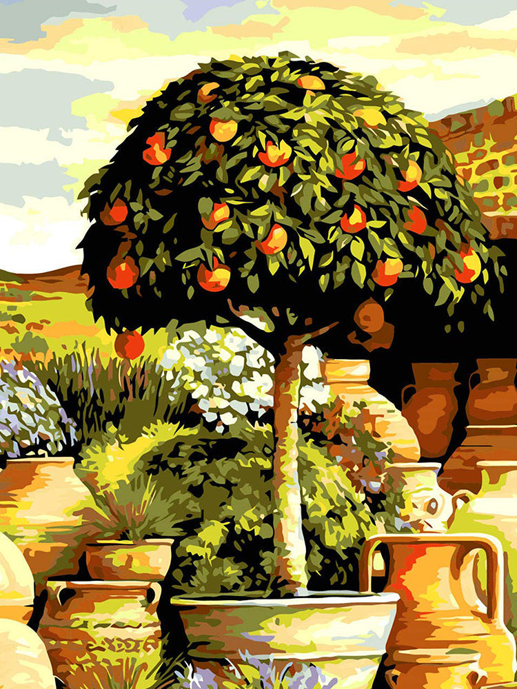 Árbol Frutal y Jarrones de Arcilla Figulina Pintar por Números
