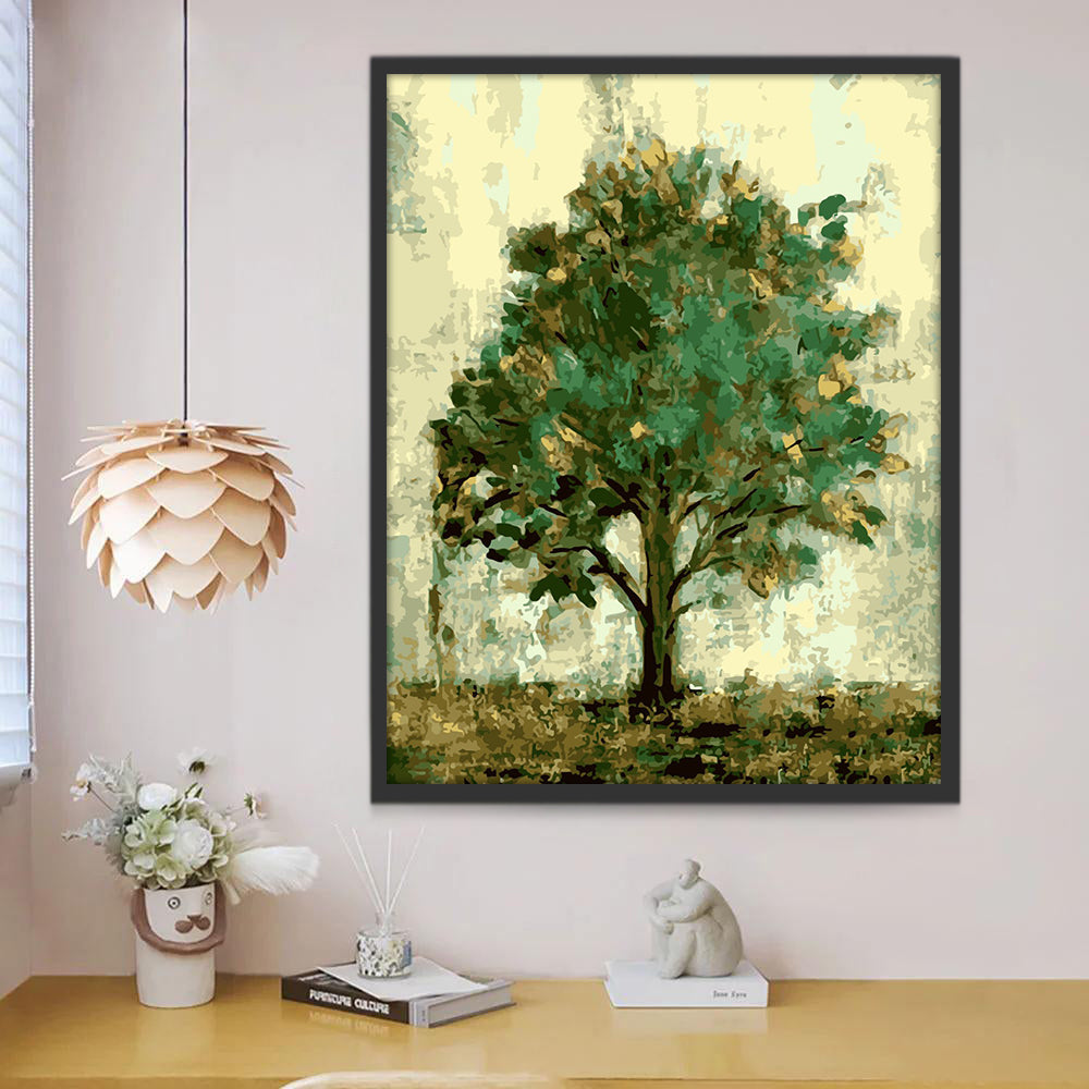 Árbol Verde en Fondo Claro Pintar por Números