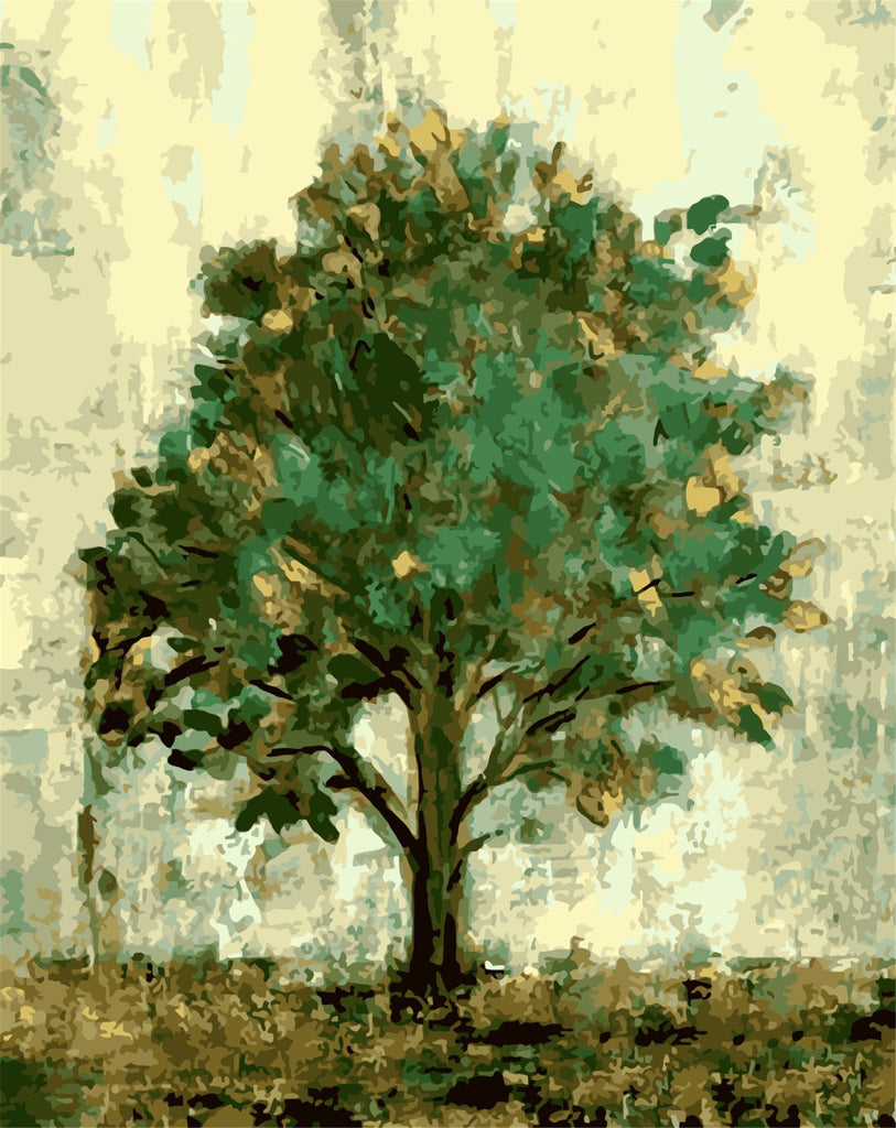 Árbol Verde en Fondo Claro Pintar por Números