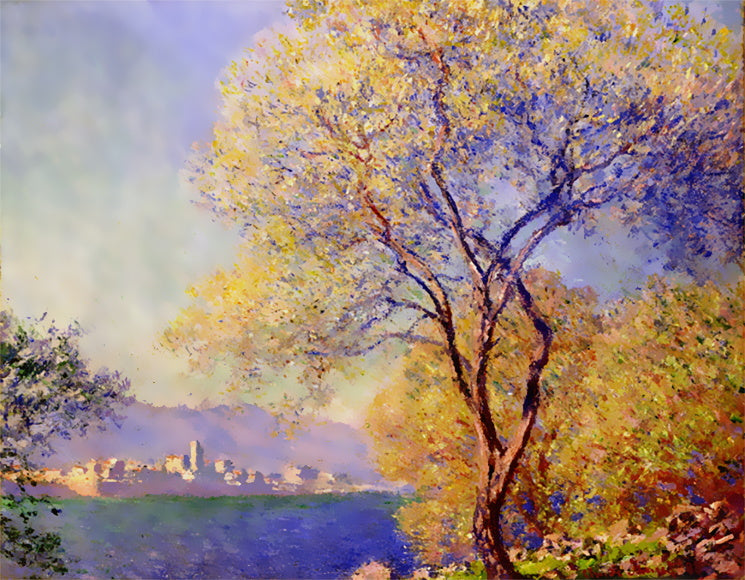 Árboles con Casas y Montañas a lo Lejos Pintar por Números