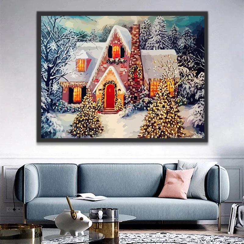 Árboles de Navidad delante de la Casa Pintar por Números