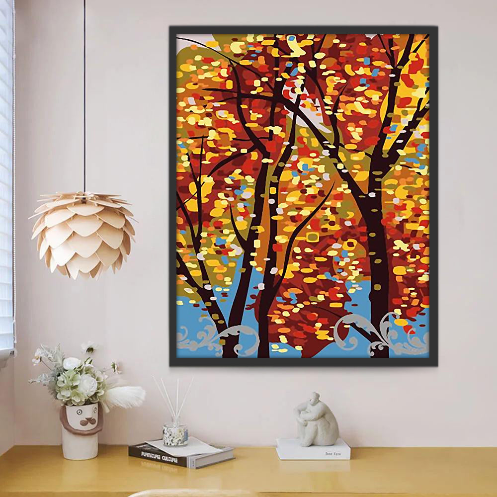 Árboles de Otoño en Estilo Abstracto Pintar por Números