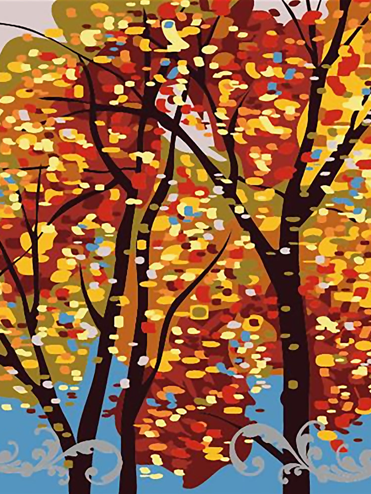 Árboles de Otoño en Estilo Abstracto Pintar por Números