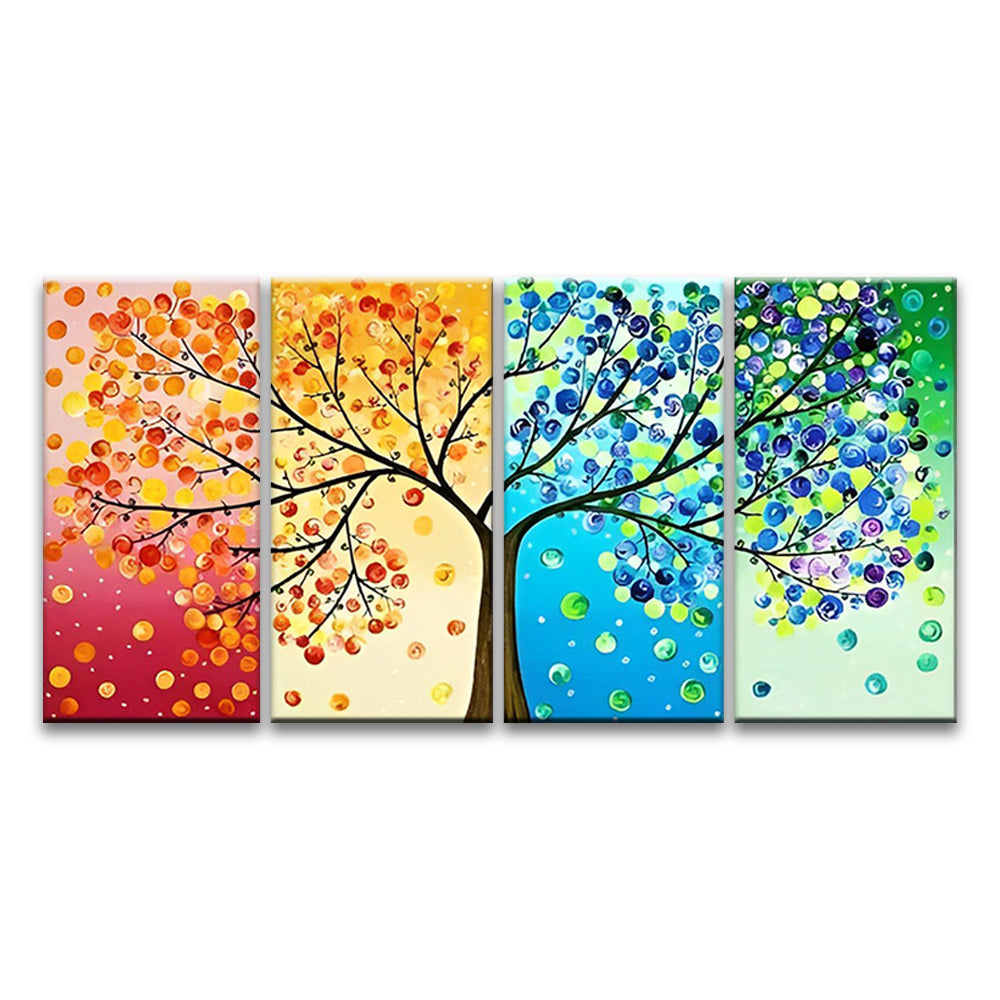 Árboles en Fondo de Colores Diferentes 4 Partes Pintar por Números