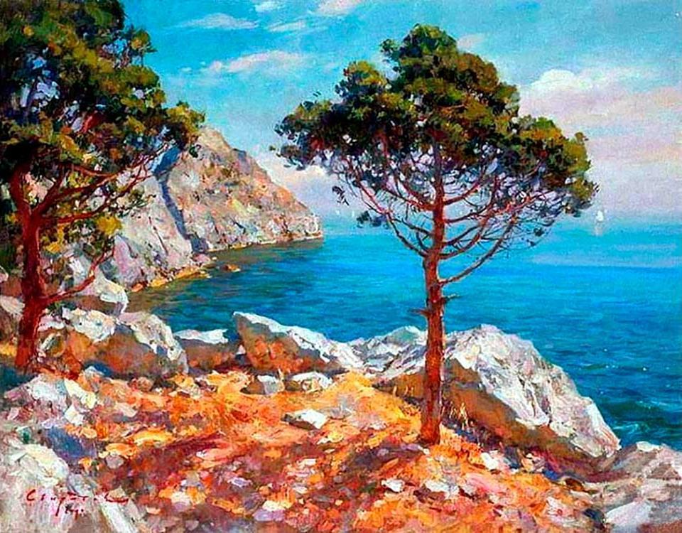 Árboles en la Cima de Colina en Mar Pintar por Números