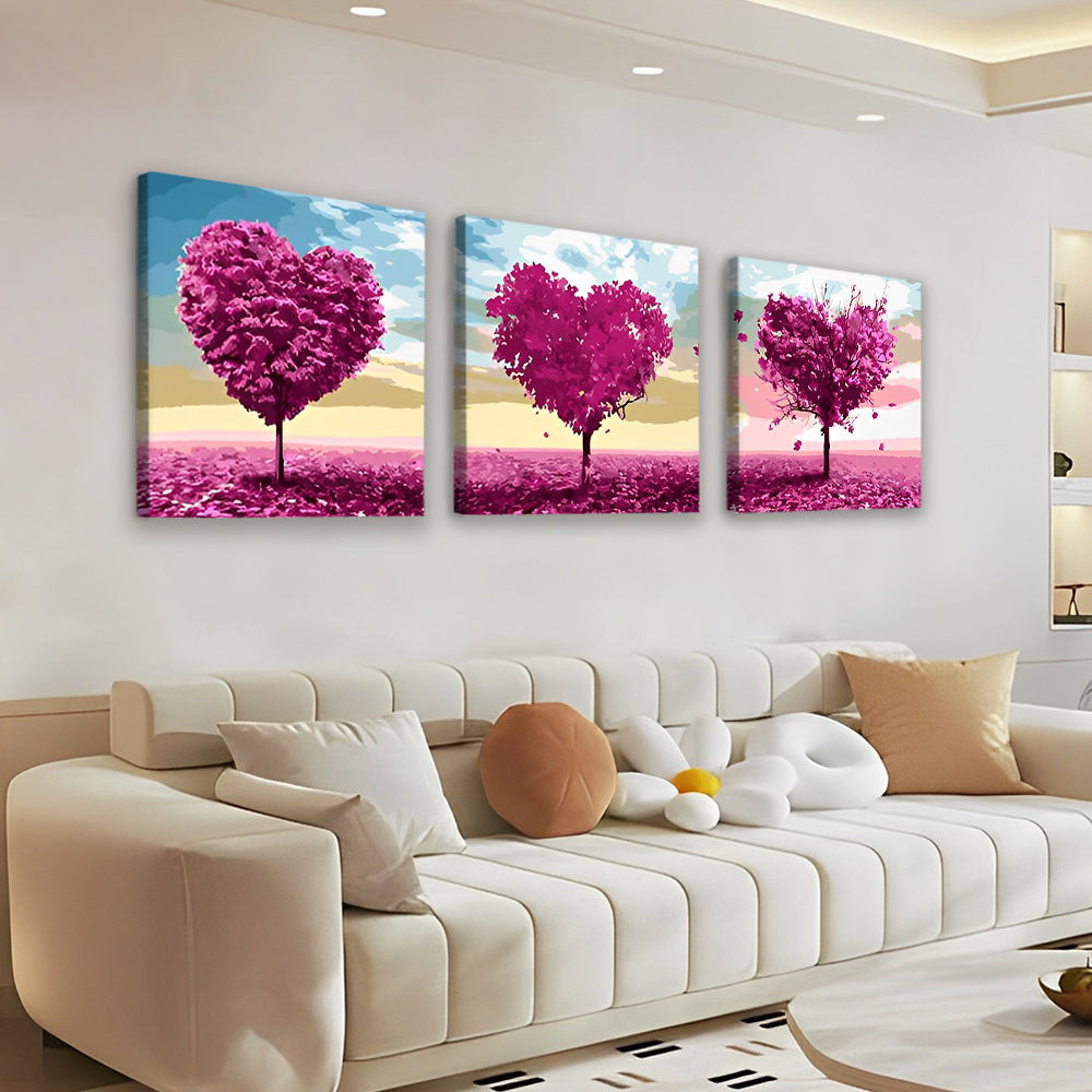 Árboles Morados del Corazón 3 Partes Pintar por Números