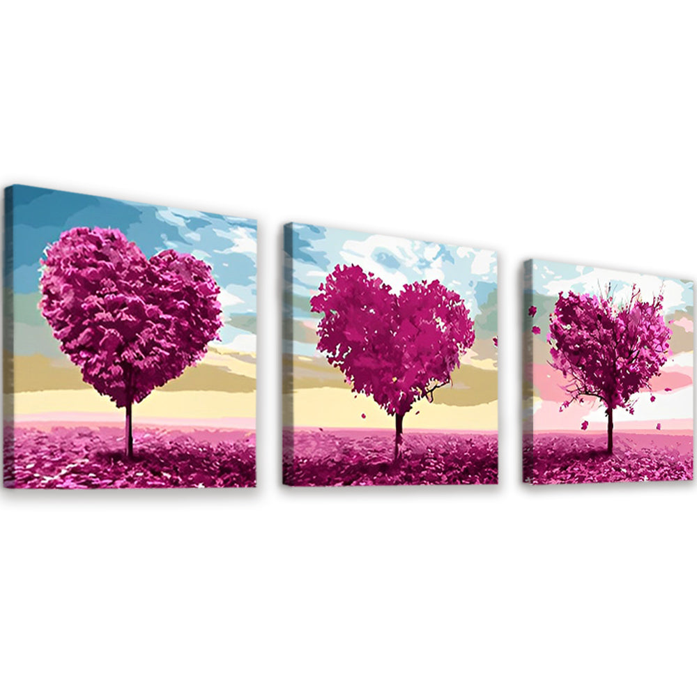 Árboles Morados del Corazón 3 Partes Pintar por Números