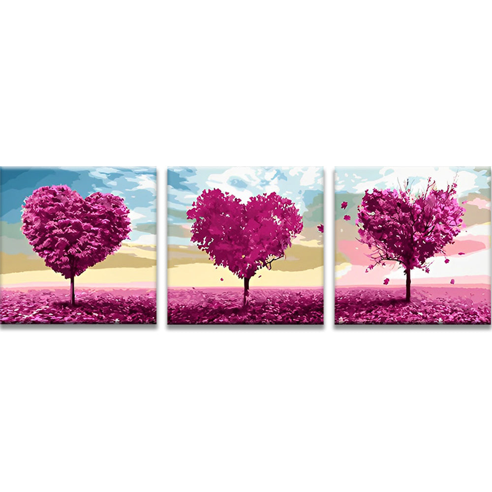 Árboles Morados del Corazón 3 Partes Pintar por Números