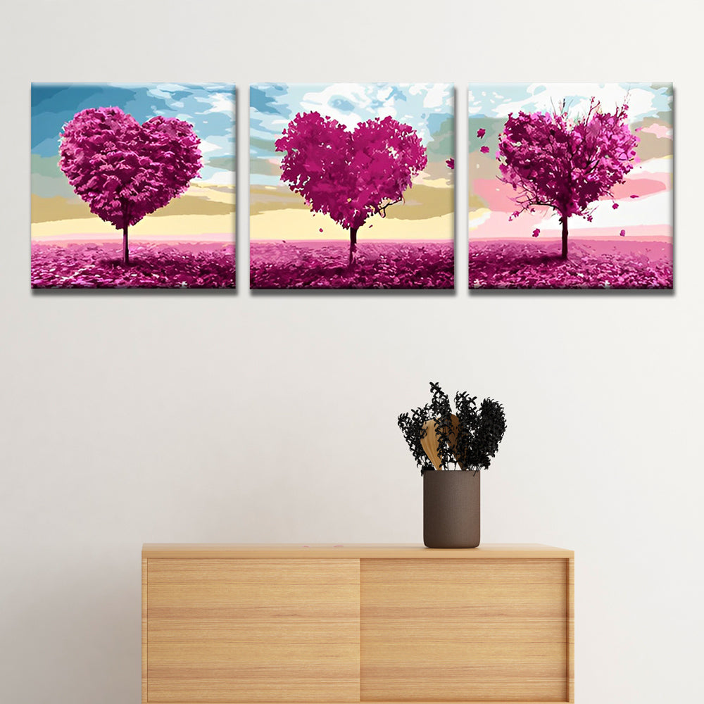 Árboles Morados del Corazón 3 Partes Pintar por Números