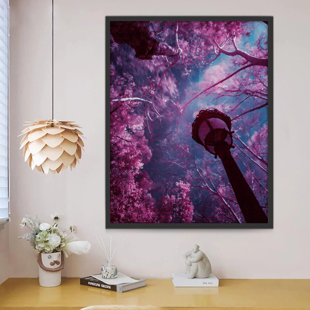 Árboles Morados y Lámpara Pintar por Números