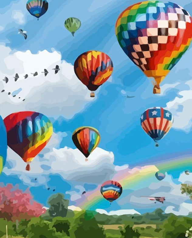 Arco Iris y Globos Aerostáticos Pintar por Números