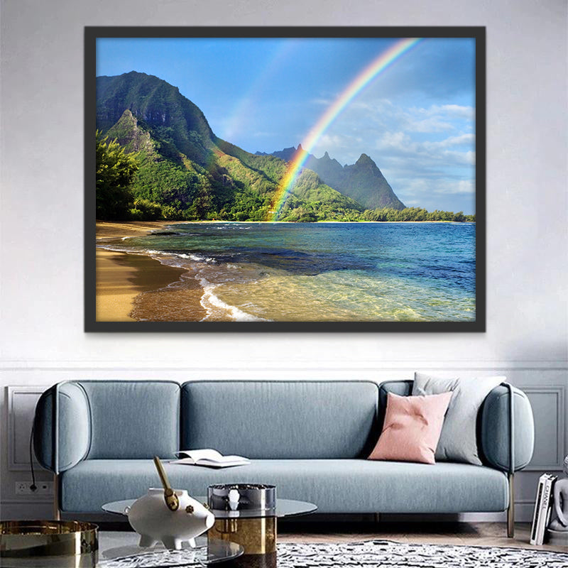 Arco Iris y Mar al Lado de Montañas Pintar por Números