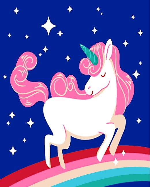 Arco Iris y Unicornio en la Noche Estrellada Pintar por Números Niños