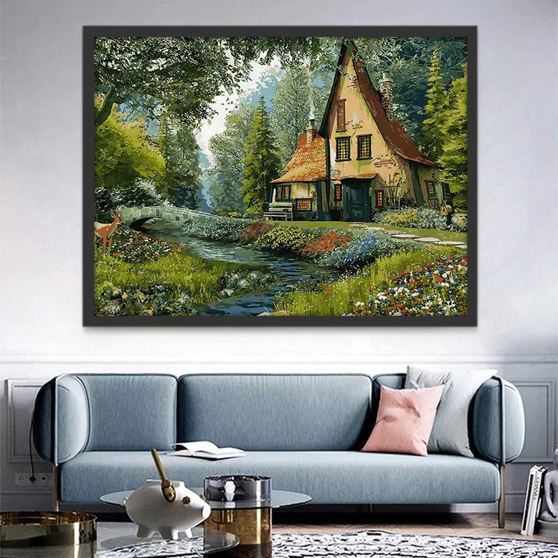 Arroyo Delante de la Casa en Bosque Pintar por Números