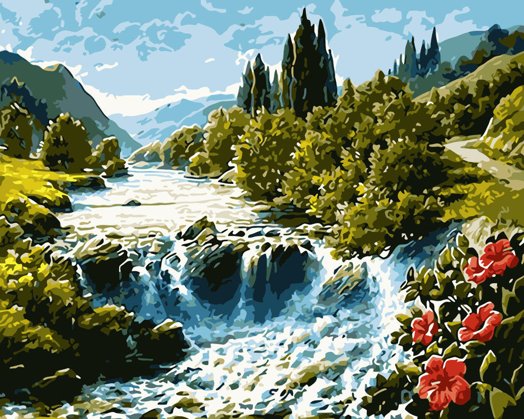 Arroyo Fluyendo por el Bosque Pintar por Números
