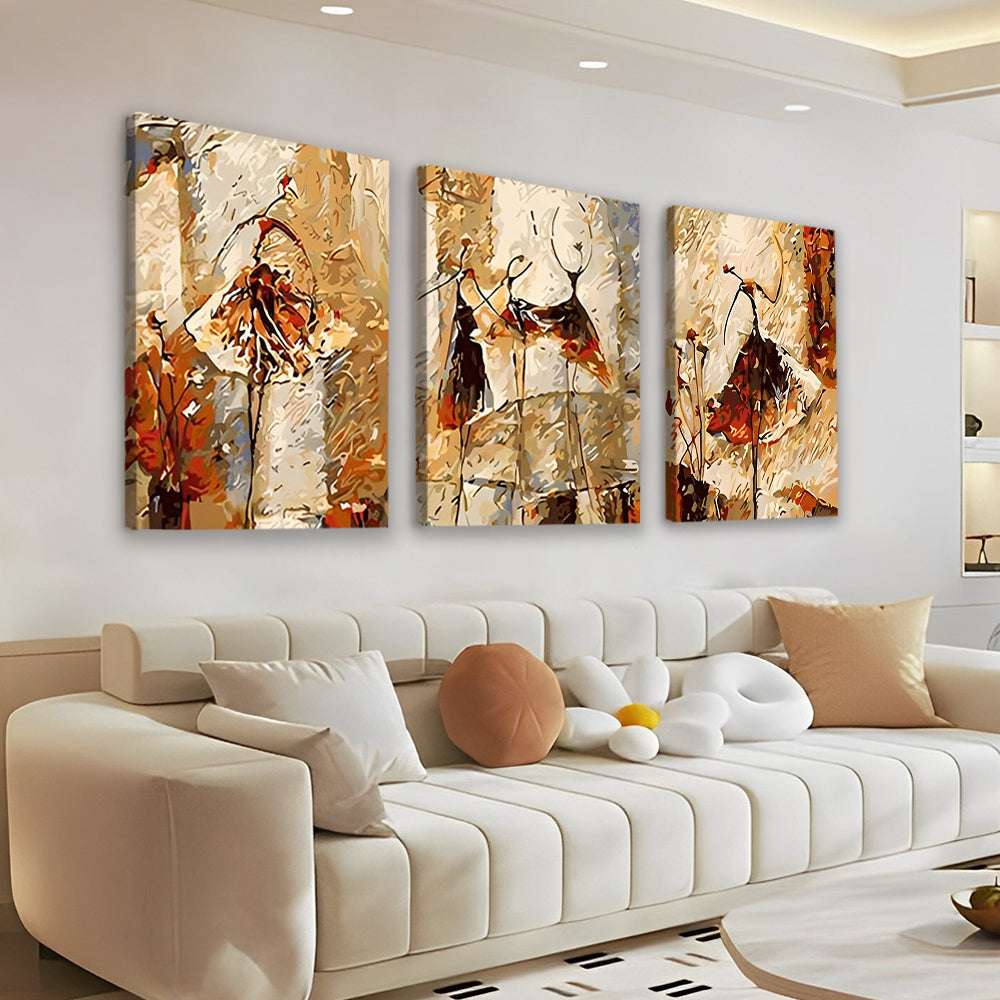 Arte Abstracto de Bailarinas 3 Partes Pintar por Números