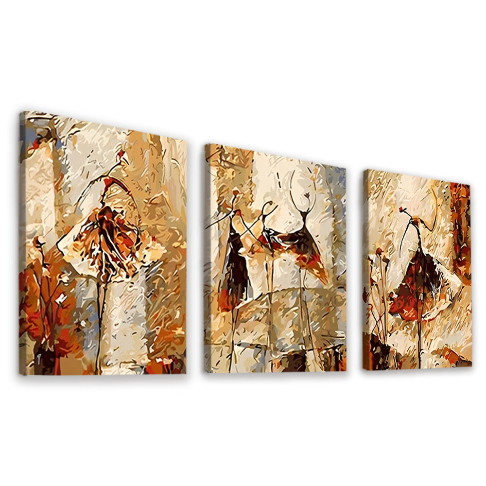 Arte Abstracto de Bailarinas 3 Partes Pintar por Números
