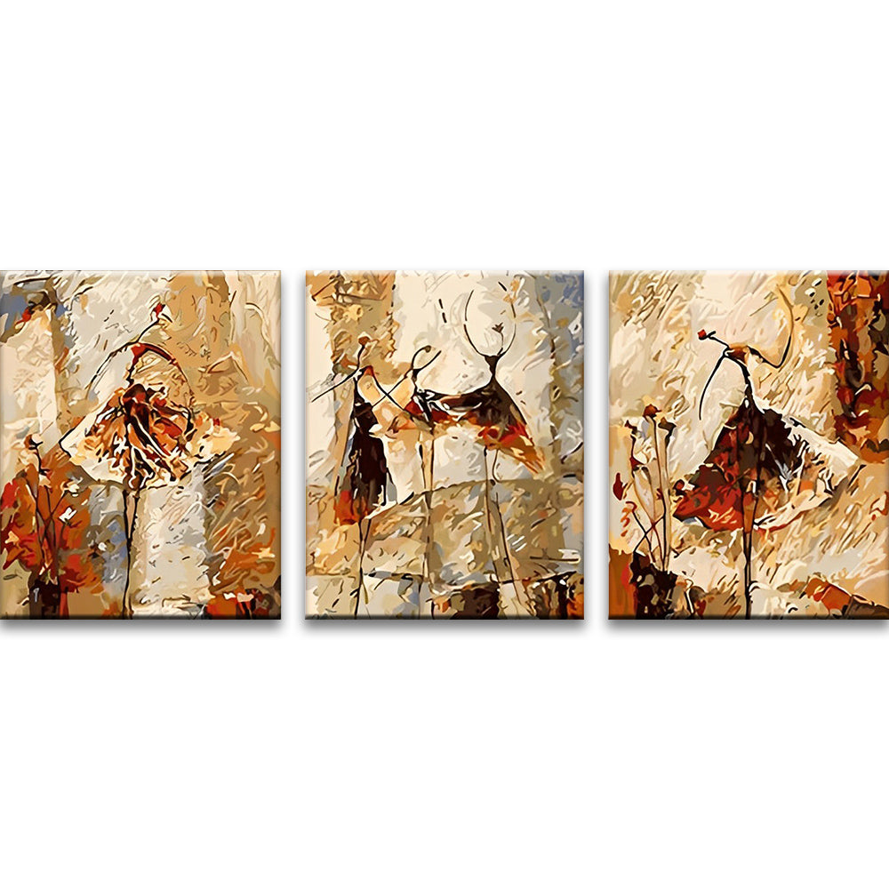 Arte Abstracto de Bailarinas 3 Partes Pintar por Números