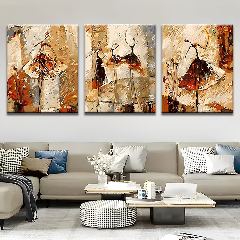 Arte Abstracto de Bailarinas 3 Partes Pintar por Números