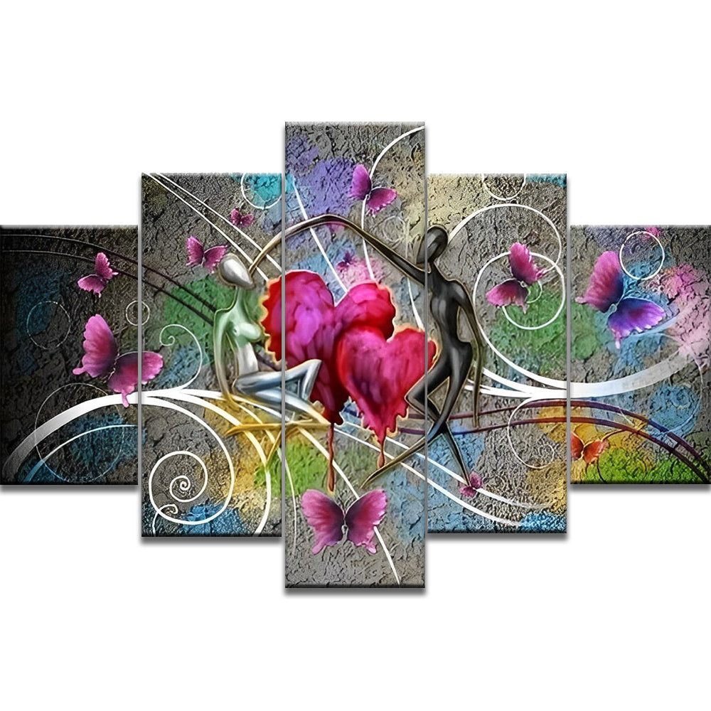 Arte Abstracto de Corazón y Mariposas 5 Partes Pintar por Números