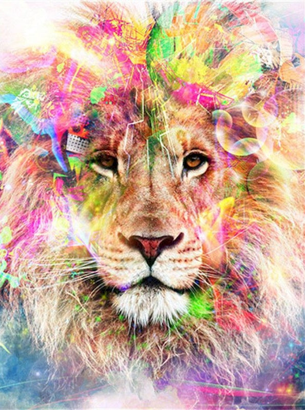 Arte Colorido de León Abstracto Pintar por Números