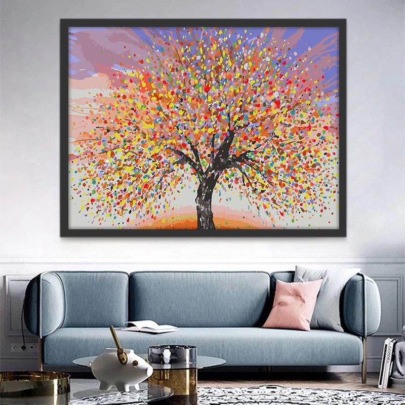 Arte de Árbol con Puntos Coloridos Pintar por Números