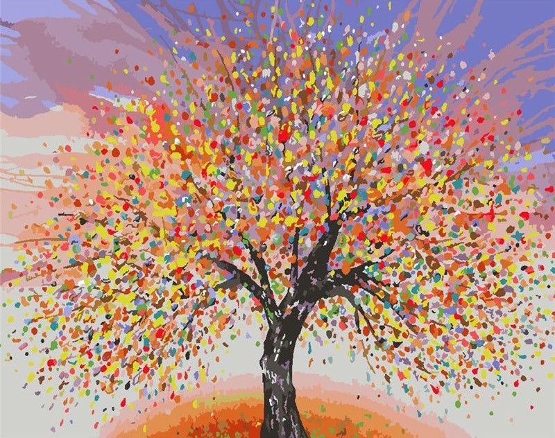 Arte de Árbol con Puntos Coloridos Pintar por Números