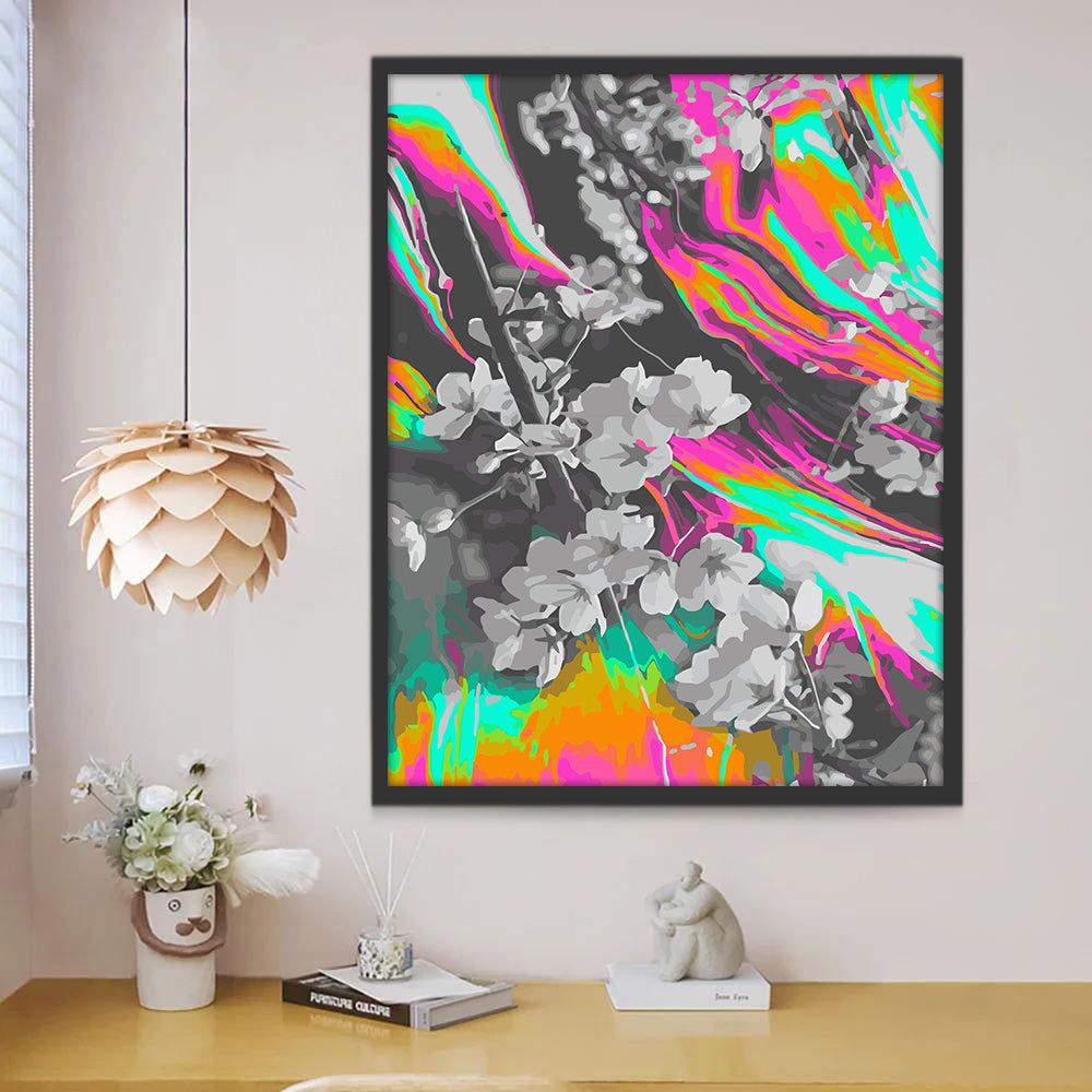 Arte de Flores Grises Pintar por Números
