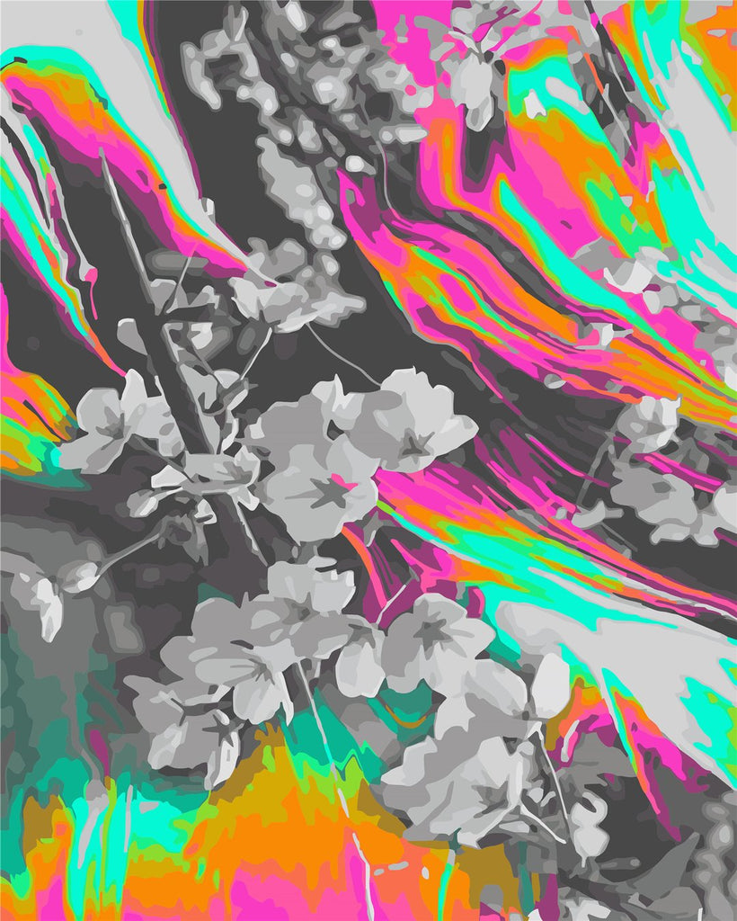 Arte de Flores Grises Pintar por Números