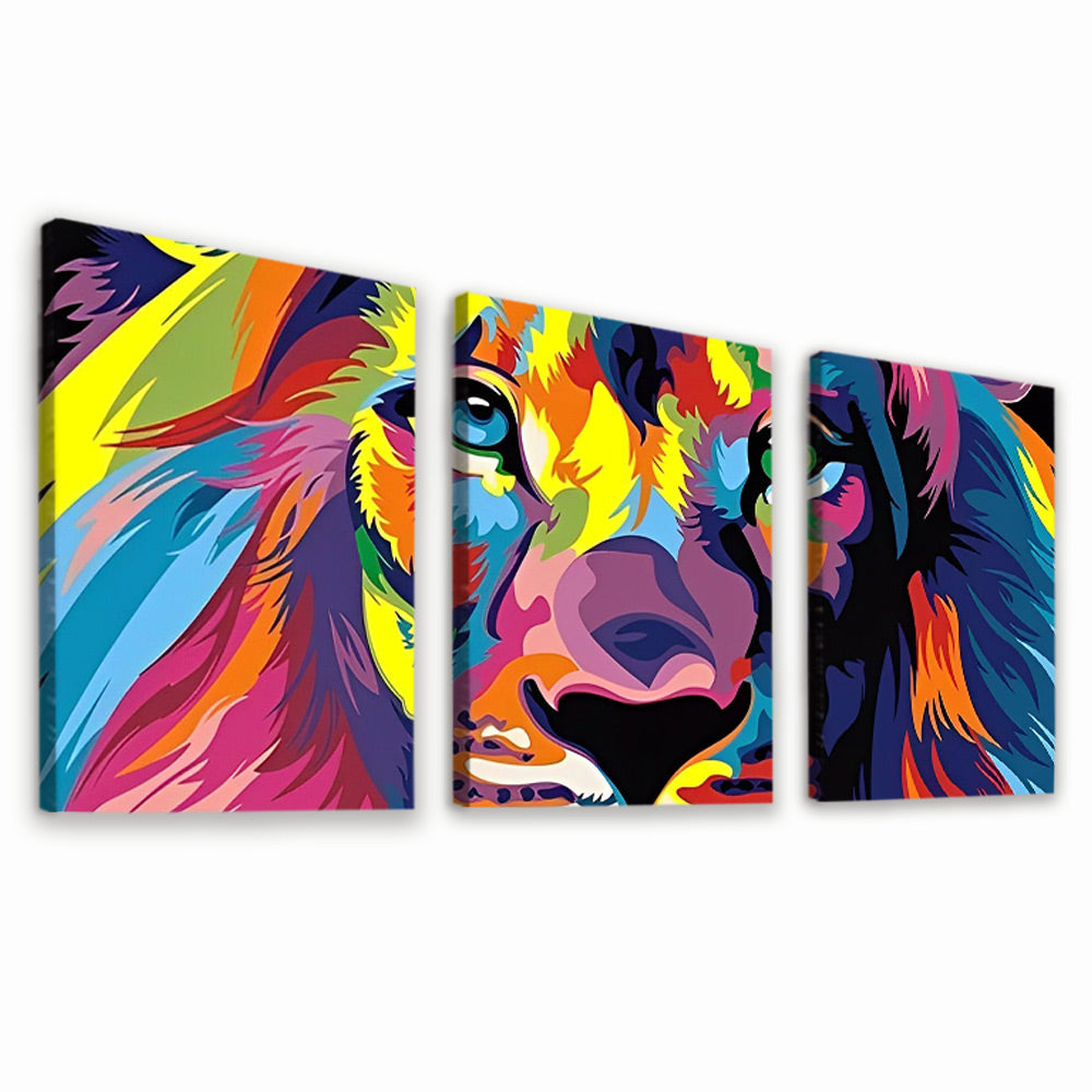 Arte de León Colorido 3 Partes Pintar por Números